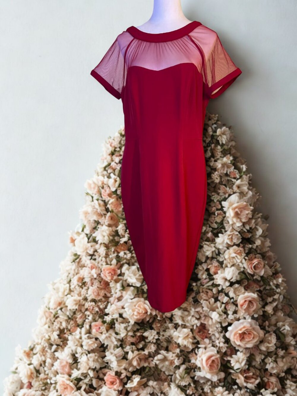 Red Mesh Cocktail Dress